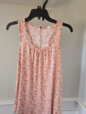 Pink Floral Sleeveless Tank Top